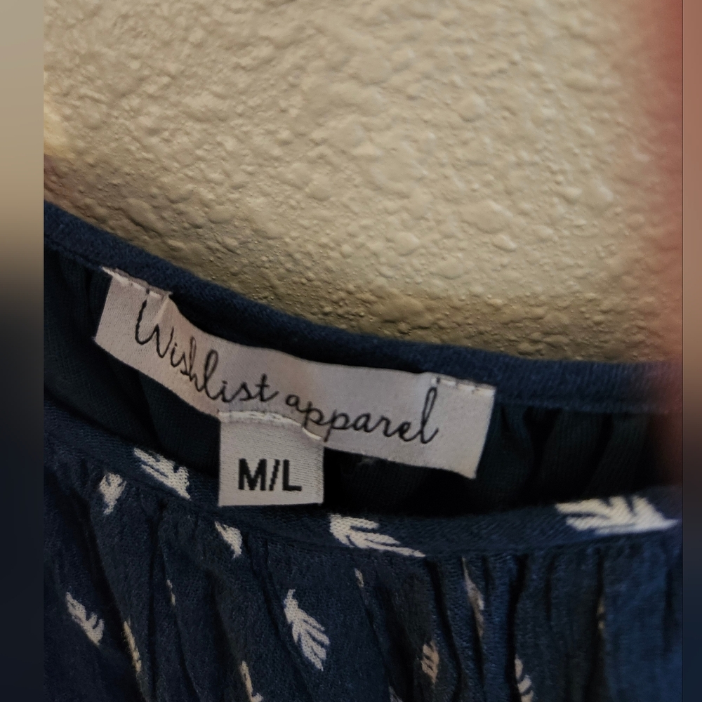 Wishlist Navy Blue Chiffon Leaf Leave Boho Spaghetti Romper Strap Jumpsuit - Picture 2 of 5
